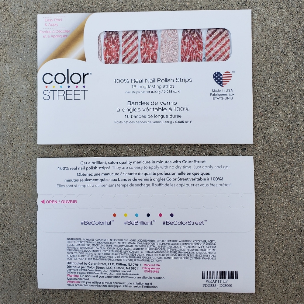 SET OF 2 Color Street Nail Polish Strips Wraps Retired Wrap It Up Christmas NEW - Picture 2 of 2